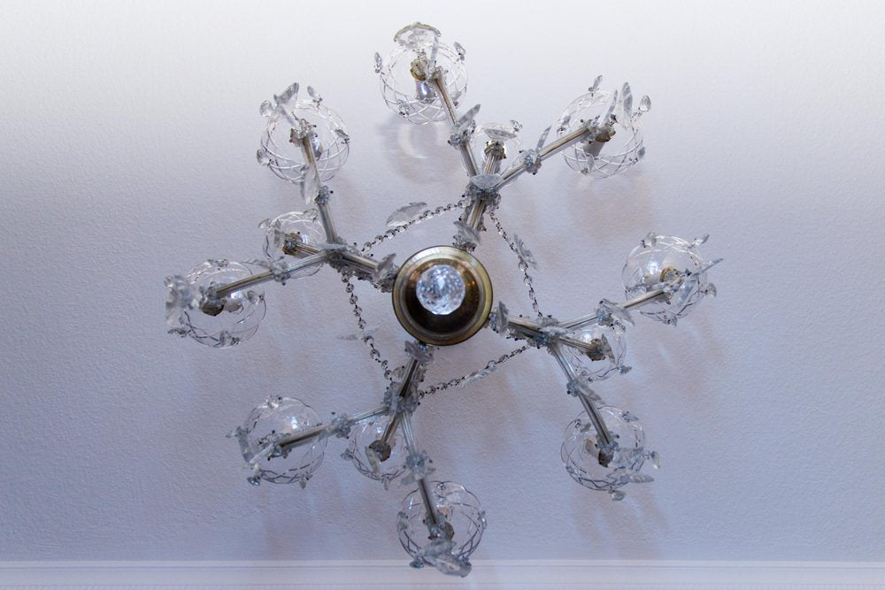 Thirteen-Light Crystal Chandelier in the Style of Maria Theresa, 1950s