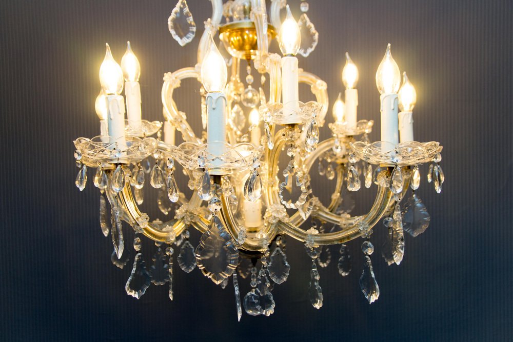 Thirteen-Light Crystal Chandelier in the Style of Maria Theresa, 1950s