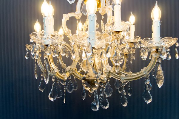 Thirteen-Light Crystal Chandelier in the Style of Maria Theresa, 1950s-KEG-1086704