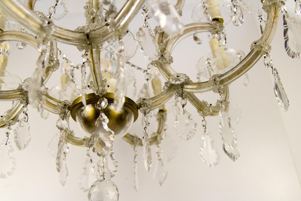 Thirteen-Light Crystal Chandelier in the Style of Maria Theresa, 1950s