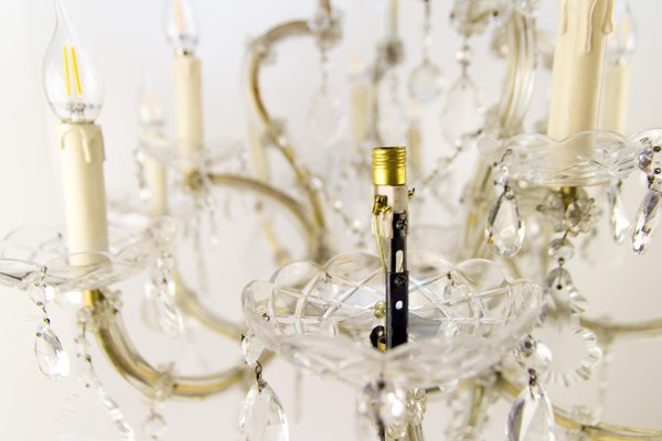 Thirteen-Light Crystal Chandelier in the Style of Maria Theresa, 1950s-KEG-1086704