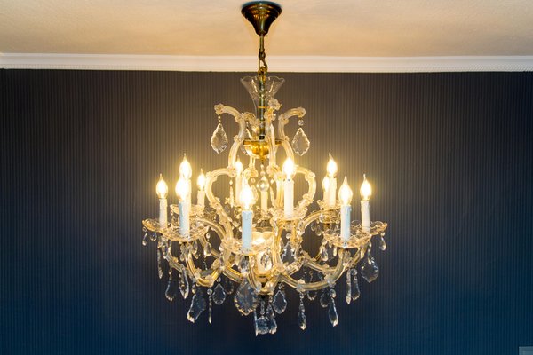 Thirteen-Light Crystal Chandelier in the Style of Maria Theresa, 1950s-KEG-1086704