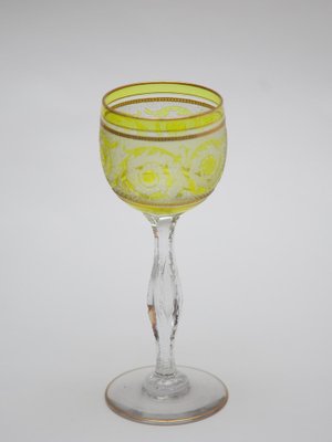 Thistle Engraving Green Wine Glasses, France, 1910s, Set of 6-KL-1769271