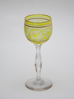 Thistle Engraving Green Wine Glasses, France, 1910s, Set of 6-KL-1769271