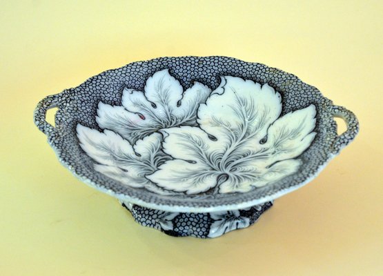 Thomas Dimmock, Antique English Pearlware Footed Platter with Grape Leaf, 1830s-YNA-822652