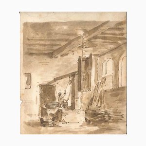 Thomas Stothard, interior of a House, Early 19th-Century, Ink Drawing-ZCI-829410