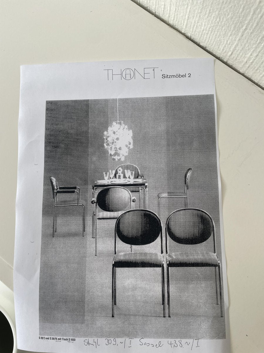 Thonet Dining Room Chairs in Chrome and Velvet from Thonet, Set of 6