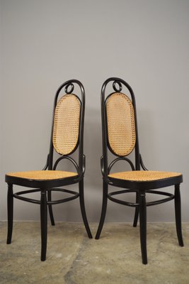 Thonet-Style Chairs in Curved Beech Wood and Vienna Straw Sitting, 1980s, Set of 4-KNM-1069026