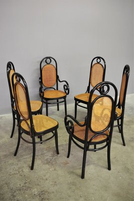 Thonet-Style Chairs in Curved Beech Wood and Vienna Straw Sitting, 1980s, Set of 4-KNM-1069026