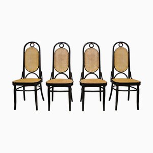 Thonet-Style Chairs in Curved Beech Wood and Vienna Straw Sitting, 1980s, Set of 4-KNM-1069026