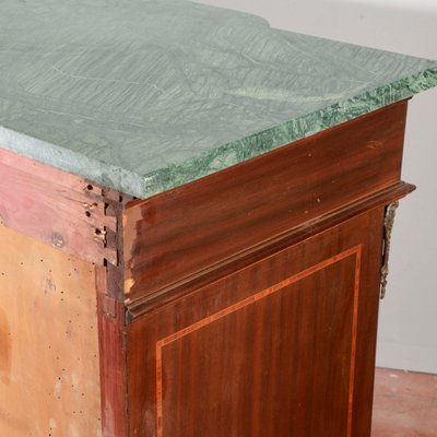 Threaded Chest of Drawers Inlaid with Green Marble Top & Napoleon III Style Wavy Front-RAQ-2034150