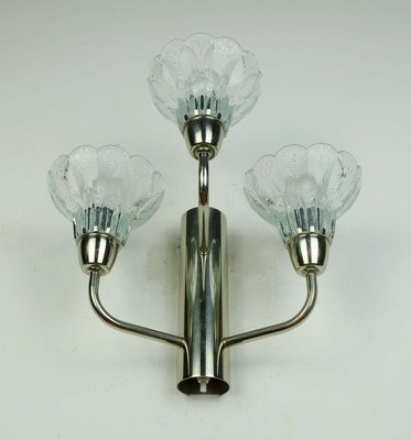 Three-Arm Glass & Chrome Flower Lamp-FH-947887