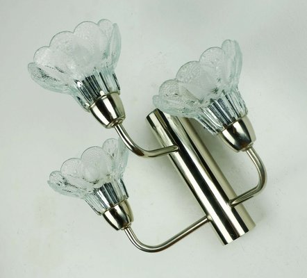 Three-Arm Glass & Chrome Flower Lamp-FH-947887