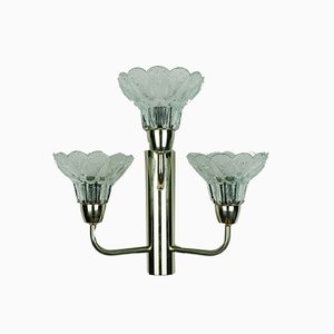 Three-Arm Glass & Chrome Flower Lamp-FH-947887