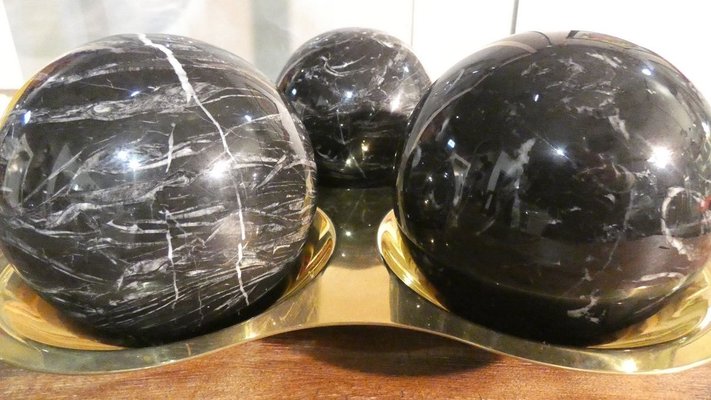 Three Balls Sculpture in Marquina Marble by Valenti and C. Milan, 1970s, Set of 4-ERB-857408