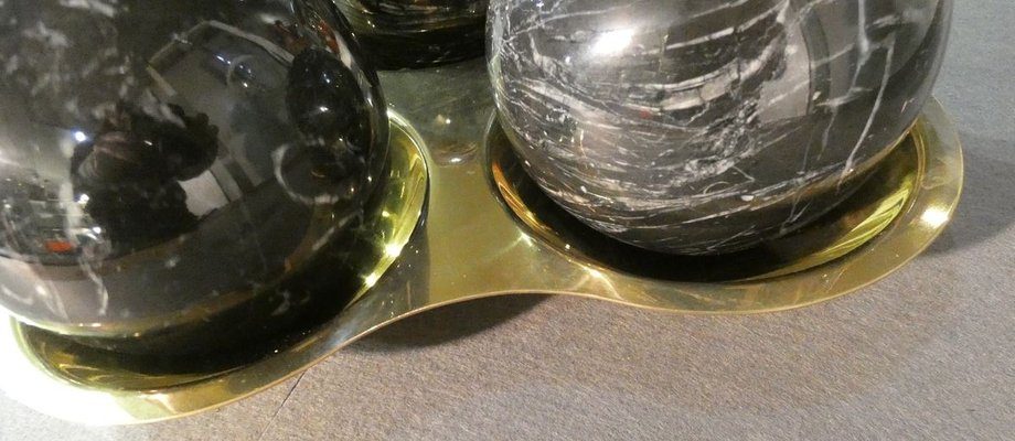 Three Balls Sculpture in Marquina Marble by Valenti and C. Milan, 1970s, Set of 4-ERB-857408