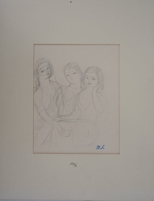 Three Girls Drawing by Marie Laurencin