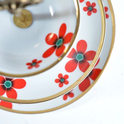 Three Layer Cake Stand in Brass and Porcelain, Czechoslovakia, 1950s-UL-805887