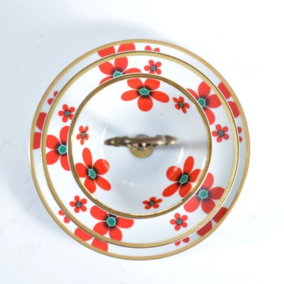 Three Layer Cake Stand in Brass and Porcelain, Czechoslovakia, 1950s-UL-805887