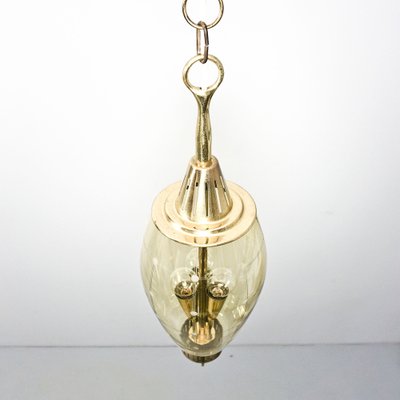 Three-Light Glass & Brass Hallway Lantern Attributed to Fontana Arte-RST-1233485