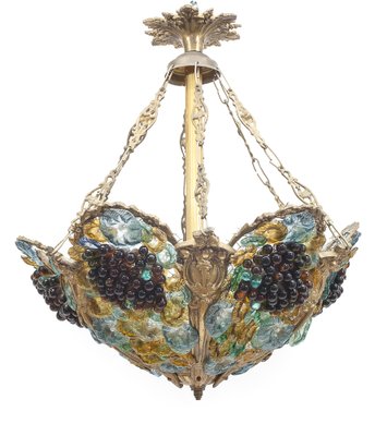 Three-Light Glass Paste Hanging Lamp, 1890s-JCN-1727819