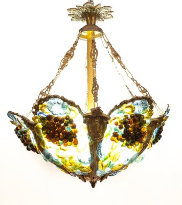 Three-Light Glass Paste Hanging Lamp, 1890s-JCN-1727819