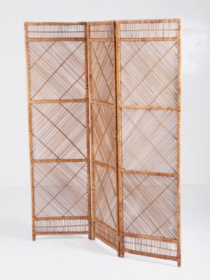 Three-Panel Rattan Room Divider, 1960s-QVY-560413