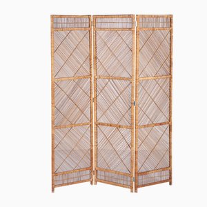 Three-Panel Rattan Room Divider, 1960s-QVY-560413