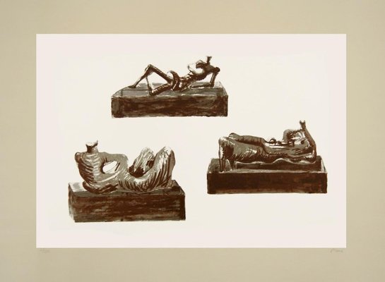 Three Reclining Figures on Pedestals - Original Lithograph by Henry Moore - 1976 1976-ZCI-756344