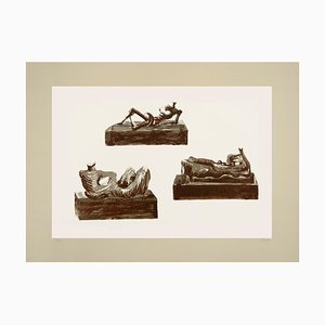 Three Reclining Figures on Pedestals - Original Lithograph by Henry Moore - 1976 1976-ZCI-756344