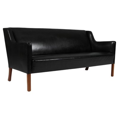 Three Seat Sofa Model 4712 in Leather attributed to Børge Mogensen for FDB, Denmark, 1950s-HJB-2026326