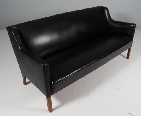 Three Seat Sofa Model 4712 in Leather attributed to Børge Mogensen for FDB, Denmark, 1950s-HJB-2026326