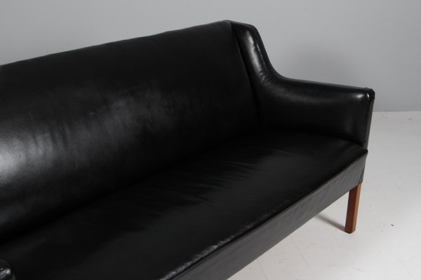 Three Seat Sofa Model 4712 in Leather attributed to Børge Mogensen for FDB, Denmark, 1950s-HJB-2026326