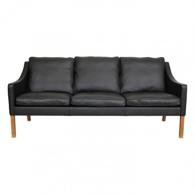 Three Seater 2209 Sofa in Black Bizon Leather by Børge Mogensen for Fredericia-MTD-1400769