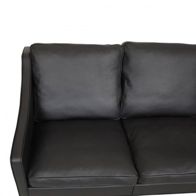 Three Seater 2209 Sofa in Black Bizon Leather by Børge Mogensen for Fredericia-MTD-1400769