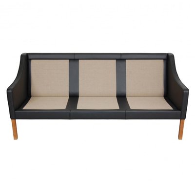 Three Seater 2209 Sofa in Black Bizon Leather by Børge Mogensen for Fredericia-MTD-1400769