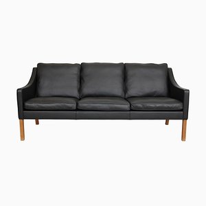 Three Seater 2209 Sofa in Black Bizon Leather by Børge Mogensen for Fredericia-MTD-1400769