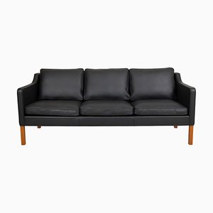 Three Seater 2323 Sofa in Black Bison Leather by Børge Mogensen for Fredericia-MTD-1400751