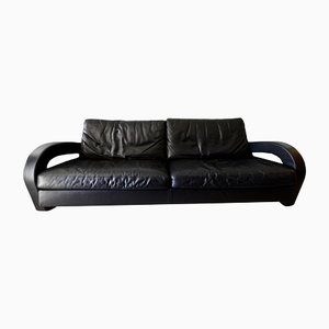 Three -Seater Balillo Sofa in Black Leather by Antonio Citterio for B&B Italia, 1980s-LXP-1284120