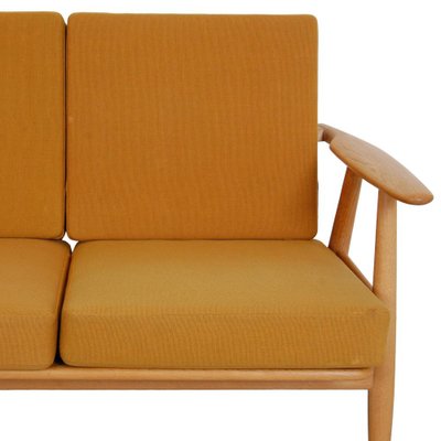 Three-Seater Cigar Sofa in Oak and Yellow Fabric by Hans Wegner, 1960s-MTD-1746778