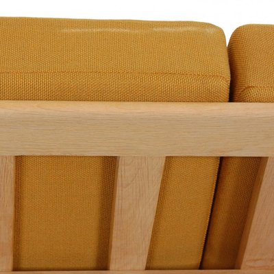 Three-Seater Cigar Sofa in Oak and Yellow Fabric by Hans Wegner, 1960s-MTD-1746778