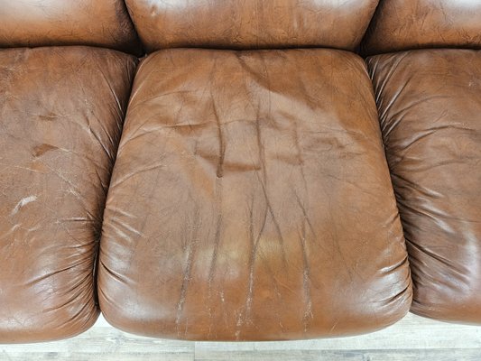 Three-Seater Club Sofa in Brown Leather, 1970-ZUW-2015969