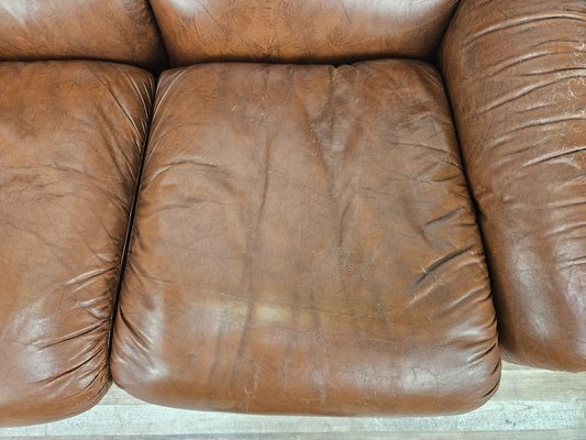 Three-Seater Club Sofa in Brown Leather, 1970-ZUW-2015969