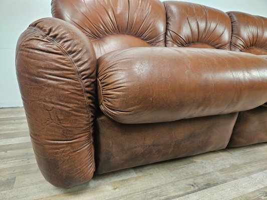 Three-Seater Club Sofa in Brown Leather, 1970-ZUW-2015969