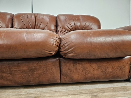 Three-Seater Club Sofa in Brown Leather, 1970-ZUW-2015969