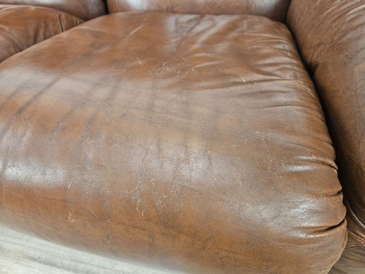 Three-Seater Club Sofa in Brown Leather, 1970-ZUW-2015969