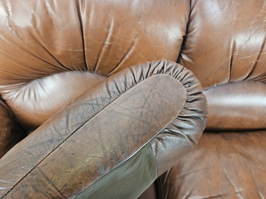 Three-Seater Club Sofa in Brown Leather, 1970-ZUW-2015969