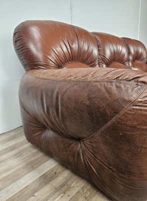 Three-Seater Club Sofa in Brown Leather, 1970-ZUW-2015969