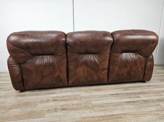 Three-Seater Club Sofa in Brown Leather, 1970-ZUW-2015969