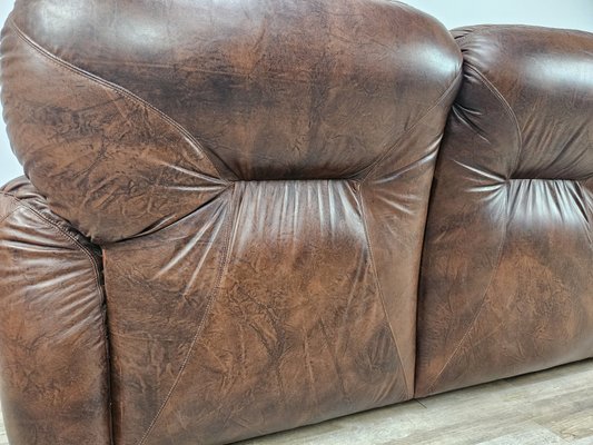 Three-Seater Club Sofa in Brown Leather, 1970-ZUW-2015969